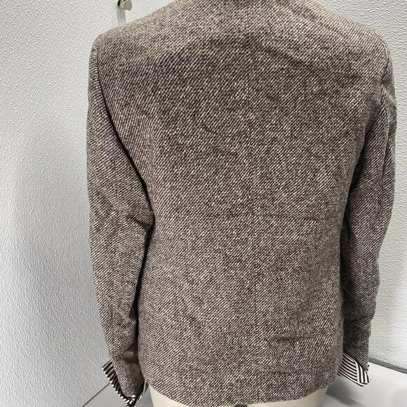 Brunello Cucinelli Women’s Diagonal Tweed Wool Blazer w/ Removable Cuffs – Brown - Picture 4 of 14